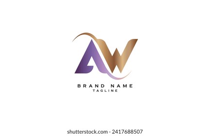 AW, WA, Resumen diseño del logotipo del logotipo de la letra monograma inicial
