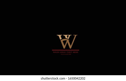 Plantilla de monograma abstracto del logotipo vectorial de AW WA