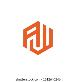 AW or WA Unique modern flat abstract logo design with blue and gray color.