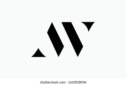 AW or WA and A or W Uppercase Letter Initial Logo Design Template Vector Illustration