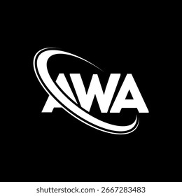 AWA logo. AWA letter logo design. Initials AWA logo linked with circle and uppercase monogram logo. AWA typography for technology, business and real estate brand.