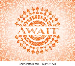 Await abstract orange mosaic emblem