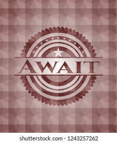 Await red emblem with geometric pattern. Seamless.