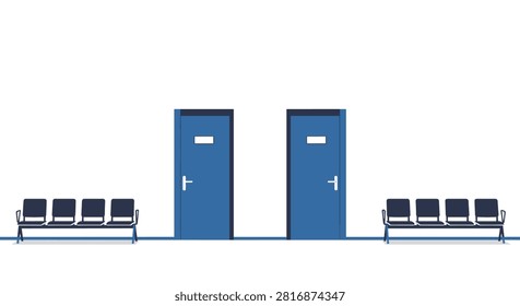 Awaiting decision and opportunity at the crossroads of choice with two doors symbolizing different paths forward