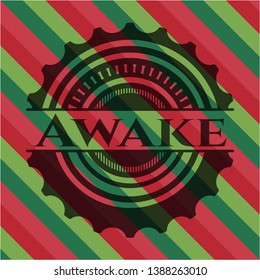 Awake christmas emblem background. Vector Illustration. Detailed.