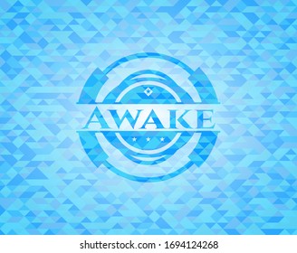 Awake realistic sky blue mosaic emblem