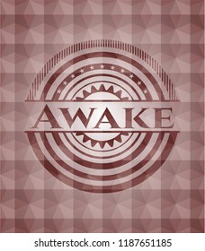 Awake red geometric emblem. Seamless.