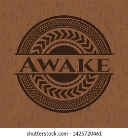 Awake wood emblem. Retro. Vector Illustration.