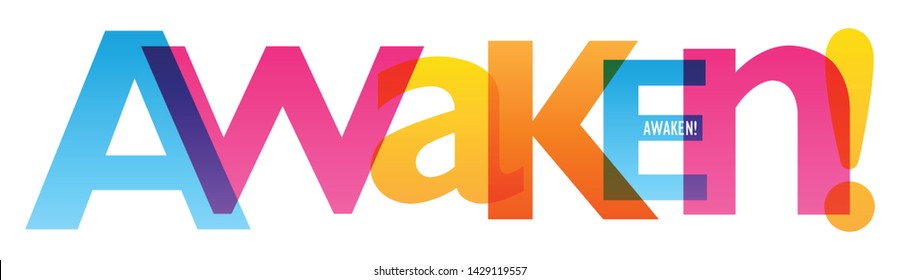 AWAKEN! colorful concept word typography banner