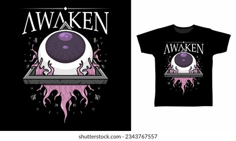 Awaken eye hand drawn t shirt and apparel design concepts