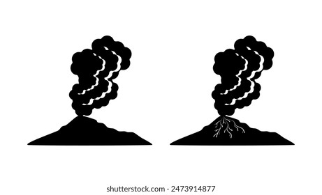 awakened volcano, black isolated silhouette