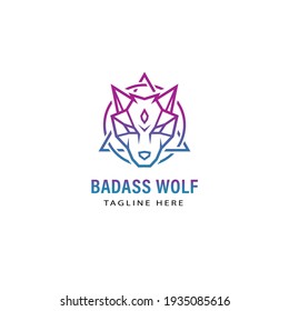 Awakened wolf. Badass  wolves logo