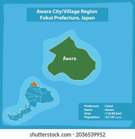 Awara City Village Region Fukui Prefecture Map, Japan