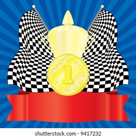 The award. 1-st position. Vector illustration. On an abstract background.