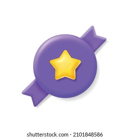 Award 3d shield. Achievement medal icon with star and ribbons. Winner badge Vector isolated.