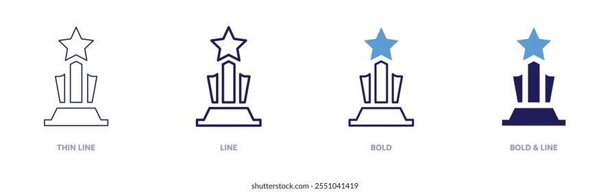 Award acknowledgments icon in 4 different styles. Thin Line, Line, Bold, and Bold Line. Duotone style. Editable stroke.
