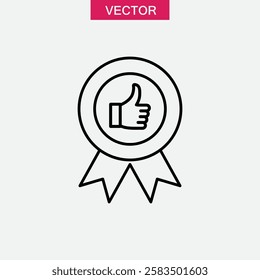 Award appreciation. Thumb up icon.vector flat black simple linear illustration for web and app..eps
