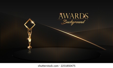 Award Background the nomination ceremony luxury black background with golden Straight Lines . Luxury Background. Modern Award Template.