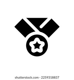 Award badge black glyph ui icon. Reward top student. Outstanding achievement. User interface design. Silhouette symbol on white space. Solid pictogram for web, mobile. Isolated vector illustration