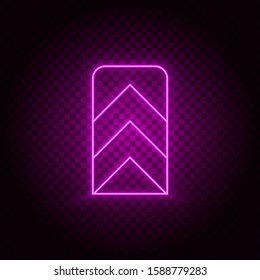 Award, badge, chevron vector icon. Element of simple icon for websites, web design, mobile app, info graphics. Pink color. Neon vector on dark background