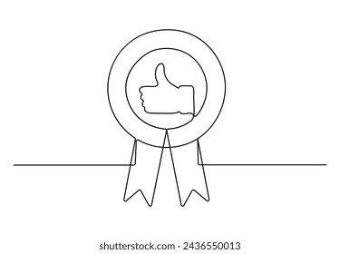 Award badge continuous one line drawing vector illustration. Free vector