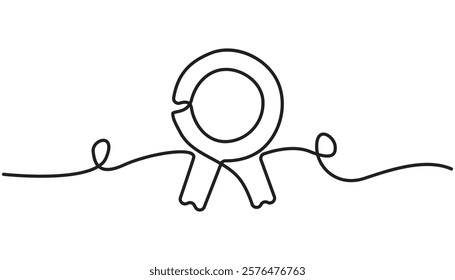 award badge continuous one line drawing A diploma badge is drawn