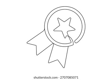 Insignia de premio dibujo continuo de una línea en simbolo minimalista con Ilustración vectorial de contorno simple
