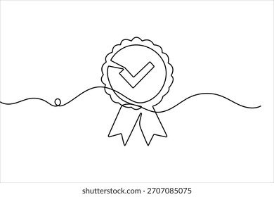 Emblema de prêmio desenho contínuo de uma linha em símbolo minimalista com ilustração vetor de contorno simples