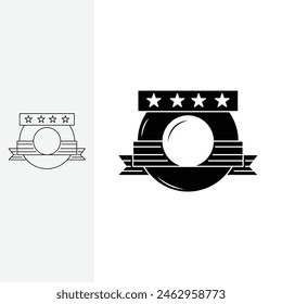 award badge, decorated by stars and ribbons, logo design template sign. monoline style and silhouette stylish.
