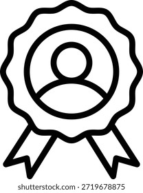 Award badge featuring a user icon, suitable for certification, achievement recognition, and online profile verification.