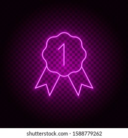 Award, badge, first, gaming vector icon. Element of simple icon for websites, web design, mobile app, info graphics. Pink color. Neon vector on dark background