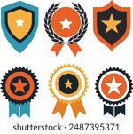 Award Badge Flat Color Vector Design