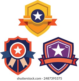 Award Badge Flat Color Vector Design