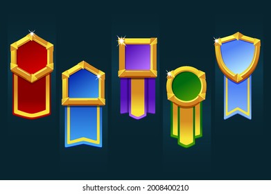 Award badge for game resources, various forms medallion with ribbon for ui.