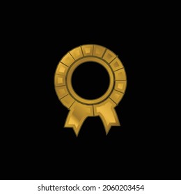 Award Badge gold plated metalic icon or logo vector