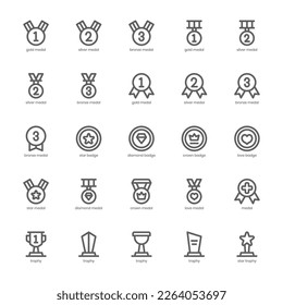 Pack d'icônes de récompenses et de badges pour la conception, le logo, l'application et l'interface utilisateur de votre site Web. Conception des icônes de récompense et de badge. Illustration vectorielle graphique et contour modifiable.