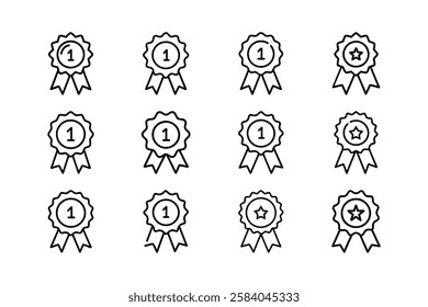 Award Badge Line Art Illustration Distinguished Award Design On Isolated White Background