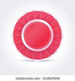 Award Badge made of ribbon. Realistic vector Icon
