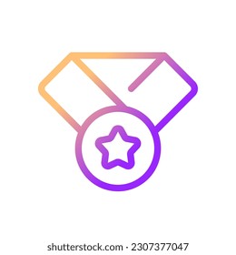 Icono de ui lineal de gradiente perfecto para píxel de premio. Estudiante superior de recompensa. Logro destacado. Símbolo de interfaz de usuario de color de línea. Pictograma de estilo moderno. Ilustración de contorno aislado del vector