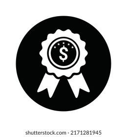 Award, badge, prize, dollar icon. Rounded vector design.