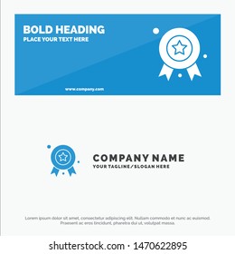 Award, Award Badge, Award Ribbon, Badge Solid Icon Website Banner and Business Logo Template. Vector Icon Template background