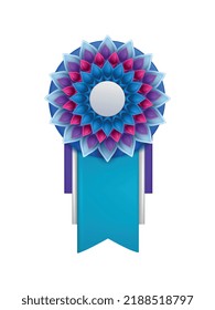 Award badge rosette on blank background realistic vector illustration
