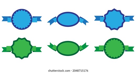 Award badge set. Blue and green icon. Trophy sign collection. Template design. Vector illustration. Stock image. 