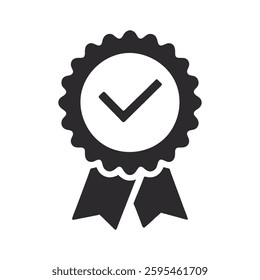  award badge vector. Award Badge with Checkmark Certification Symbol