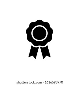 Award badge vector icon. Black and white. Certificate seal for online education, e-learning resources, distant online courses, universities and schools. Trendy simple and minimalist flat style.