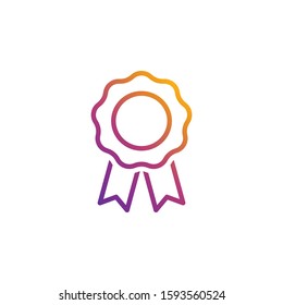 Award badge vector icon in bright gradient colors for internet and online education, e-learning resources, distant online courses, universities and schools.