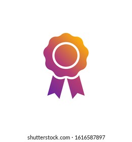Award badge vector icon in bright color gradient. Certificate seal for internet and online education, e-learning resources, distant online courses, universities and schools. Trendy flat style.