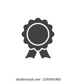 Award-Button, Vektorsymbol. volles Flachzeichen für mobiles Konzept und Webdesign. Medaille mit Farbband-Glyphsymbol. Symbol, Logo-Abbildung. Vektorgrafik