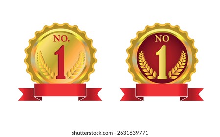Insignias de premio primer número sobre fondo blanco. Ilustración vectorial