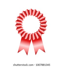 Award Badges Red Ribbon on White, stock vector illustration
